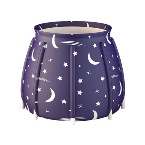 Yubbuio ポータブルバスタブ 設置が簡単 環境に優しいバスタブバスルームスパ お風呂 キャンプに 持ち運び浴槽 バスタブ シャワールームに バケツ キャンプ水風呂 (65*65,星空ブルー)