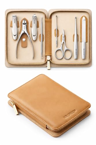 MR.GREEN Manicure Pedicure Kit 8-in-1 Upgraded Anti-Splash Nail Clippers Set German Stainless Steel Full-Function Nail Grooming Kit with Real Leather Case for Women & Men IdealGift