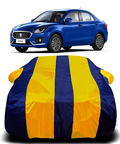 Image of Waterproof Car Cover with Ultra Surface Body Protection (Yellow Stripes) (Maruti Suzuki Swift Dzire New 2019)