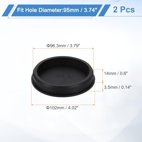 Image of uxcell 2Pcs Silicone Hole Plug, Waterproof Round Rubber Stoppers Bottle Seal Plugs Tube Pipe End Caps for 95mm /3.74 inch Hole for Bathtub Bottle, Black