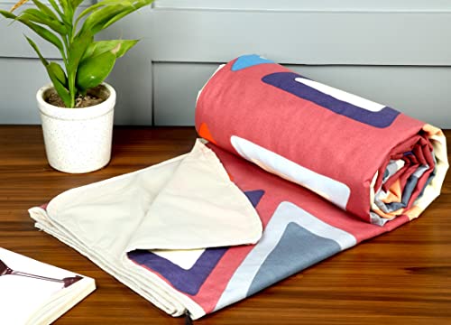 BSB HOME Pure Cotton Reversible Dohar Double Bed Size | AC Blanket | Soft Light-Weight Bed Blanket (88 x 90 inch, Maroon Blue, Pack of 1)