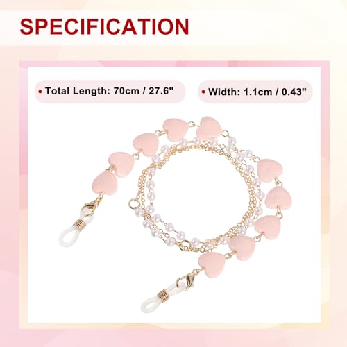 Image of uxcell Beads Eyeglass Chain, Pearl Glasses Strap Eyewear Retainer Chain Around Neck Sunglass Holder for Girls Women
