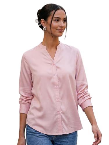 Image of Urbano Fashion Women's Modal Viscose Full Sleeve Regular Fit Casual Solid Shirt with Mandarin Collar