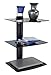 Mount-It! Floating Wall Mounted AV Entertainment Shelf for DVD Players, Cable Boxes, Audio, Gaming Systems, 3 Black Tempered Glass Height Adjustable Shelves (52.8 Lbs Capacity)
