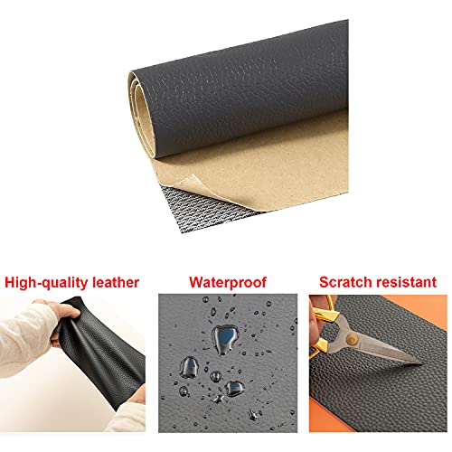 Leather Repair Patch Kit For Couches 4 Pieces 9.8 Inch X 11.8 Inch Self-Adhesive For First Aid Repair Furniture, Sofa Patch, Car Seat, Shoes, Down Jacket, Grey #TOP2