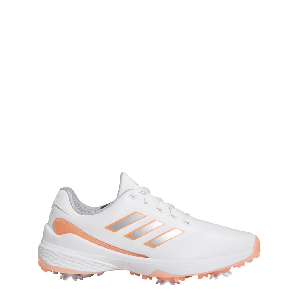 adidas Women's ZG23 Golf Shoes, Footwear White/Silver Metallic/Coral Fusion, 8-picture-18