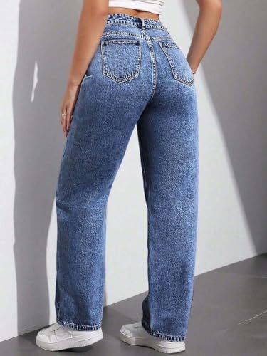 Image of KOTTY Women's High Waist Straight Fit Denim Jeans | Stretchable| Wide Leg & Regular Fit Stylish Wear