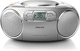 Philips AZ127 Portable CD Player with Radio, Cassette, Dynamic Bass Boost, Audio-In (3.5 mm) , Silver