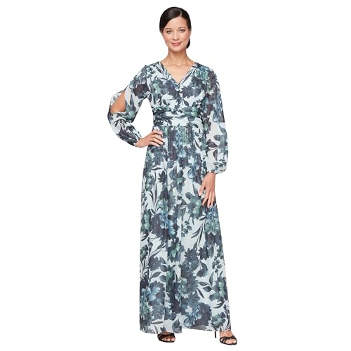 Image of S.L. Fashions Women's Long A-line Mother of The Bride Dress with Ruched Waist (Petite and Regular Sizes)