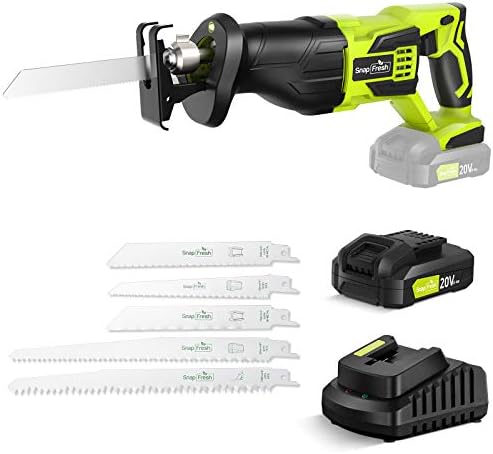 Reciprocating Saw - SnapFresh Cordless Reciprocating Saw for Woods Metal Plastic Cutting, 0-3000 SPM Powerful Motor Reciprocating Saw, Lightweight Cordless Design, Battery-powered