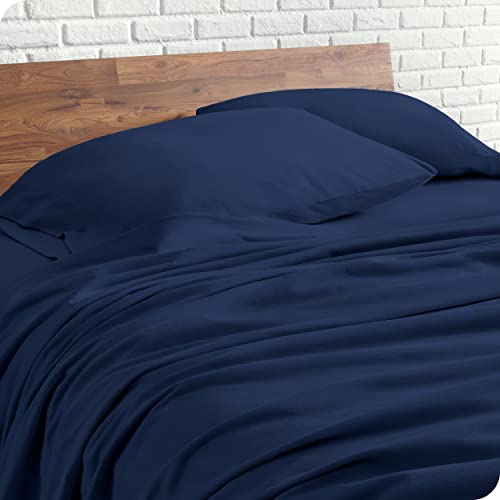 Bare Home 100% Organic Cotton Jersey Sheet Set, Ultra Soft, 100% Cotton - Sheet Set & Pillowcases - Deep Pocket Bed Sheets (Split King, Dark Blue) #TOP18