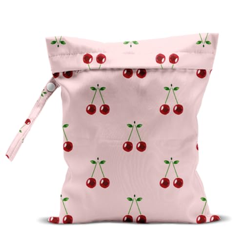 zcyxuuw Wet Bag, Wet Dry Bag, Waterproof Swim Bags, Machine Washable Reusable Bags for Beach, Pool, Diapers, and Dirty Yoga Gym Clothes(Pastel Pink Ditsy Cherry Print