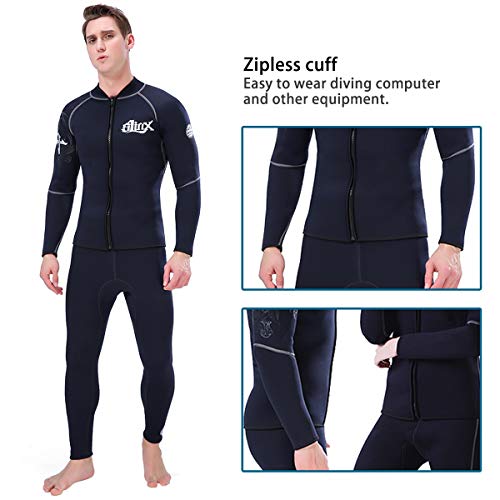 image for FINDSLINX Wetsuit top Jacket 3mm Neoprene Front Zipper Long Sleeve Div