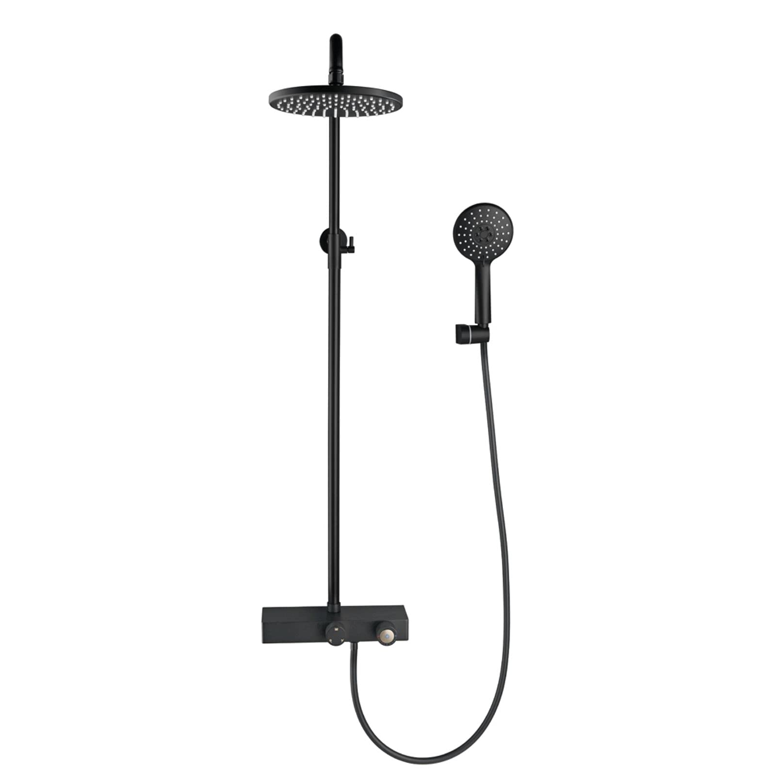 SBCGFY Faucets,Faucet/Tap,Shower System With Tub Spout Shower Faucet With Ld Sprayer And 8 Inches Round Rain Shower Head Shower Combo Set Wall Mounted Tub And Shower/Black,Black