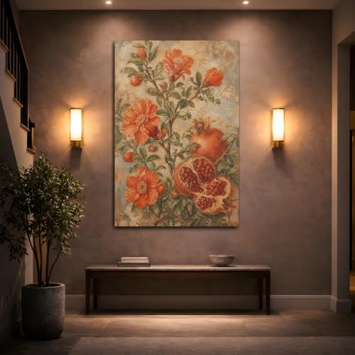 Tableau nature grenadier oranger pour décoration murale salon vertical - 2