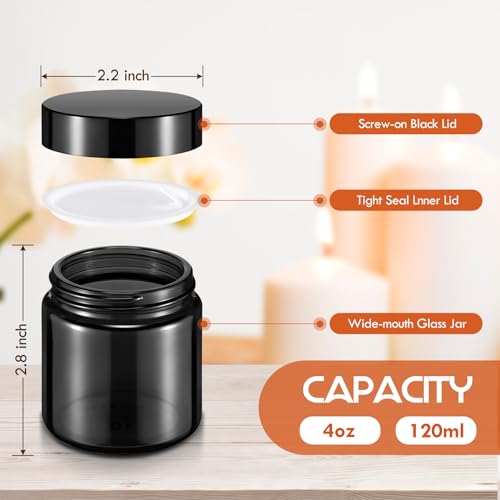 Image of Norme 36 Pcs 4 oz Glass Jars with Lids Cosmetic Jars, Black