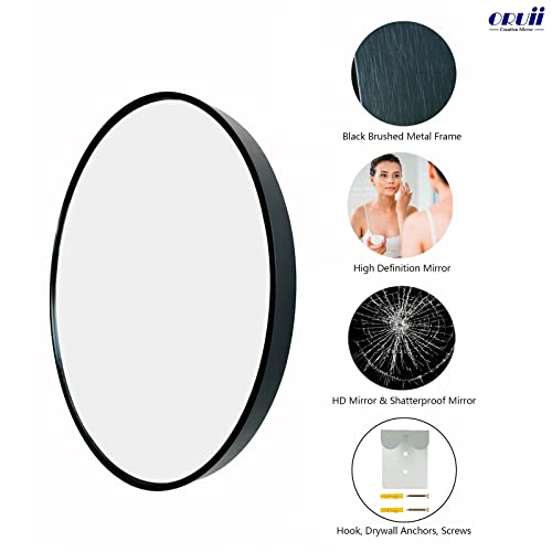 Oruii Round Mirror, Black Round Mirror 24 Inch, Round Wall Mirror, Round Bathroom Mirror, Circle Mirrors For Wall, Living Room, Bedroom, Vanity, Entryway, Hallway. #TOP1