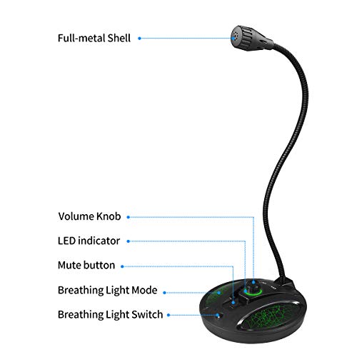 USB Recording Microphone, Computer PC Podcast Condenser Cardioid Mic with Mute Button & LED Indicator for Laptop, Mac, PS4 - Vocal, Podcasting, Skype, YouTube, Games, Streaming (JV603PRO) - Thumbnail 4