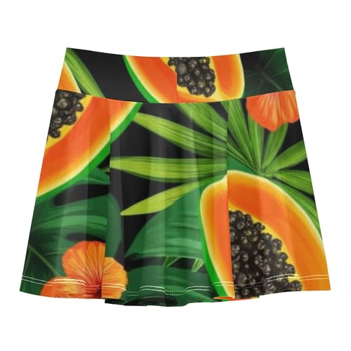 Tennis Skirts for Kids Halved Papaya Fruits Black Seeds Athletic Shorts for Girls Skorts Floral Cheer Skirt 4t2