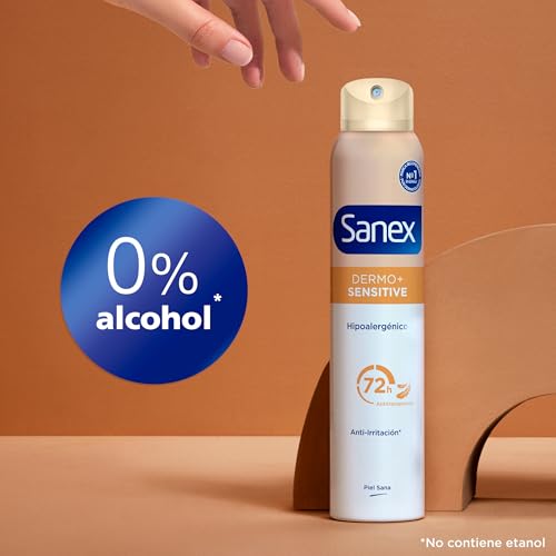 Miniatura 6 de Sanex Dermo+Sensitive Antitranspirante Desodorante Spray 72 Horas Pack 6 x 200ml – Protección Eficaz contra el Sudor y Mal Olor – Dermatológicamente Testado – 0% Alcohol*– Suave con la Piel Sensible