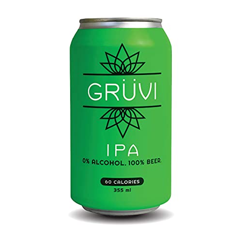 Gruvi IPA Non-Alcoholic Beer, 60 Calories, 12-Pack, 0% ABV, Zero Alcohol Beer, NA Beer