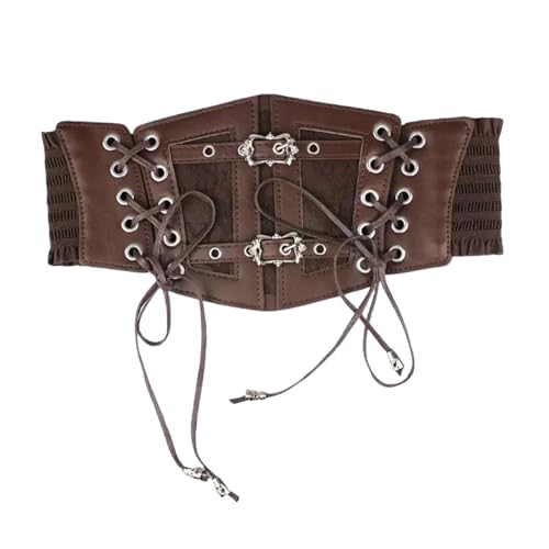 RSHuiOUXX Elegant Lacing Up PU Leather Waist Cincher with Metal Clasp for Women Fashion Accessory Evening Party Outfit Enhancer