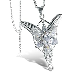 Colgante Arwen Plata bahamut Collar de plata de ley 925 con colgante de El Señor del Anillo Arwen Evenstar con circonita cúbica 5A, joyería de princesa de los elfos para mujeres