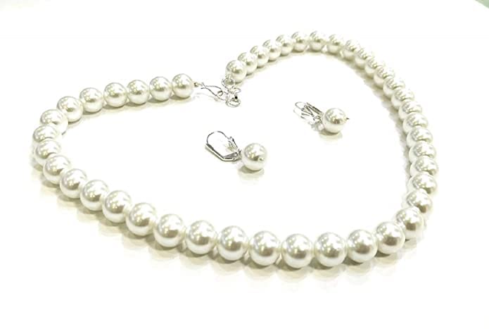MANBHAR GEMS - Pearl Necklace Set with Earring for Girl and Women 1 Layer White Mala For Girl and Women Fashion Jewellery (White) (B0BQG4VXG2) Amazon Price History, Amazon Price Tracker