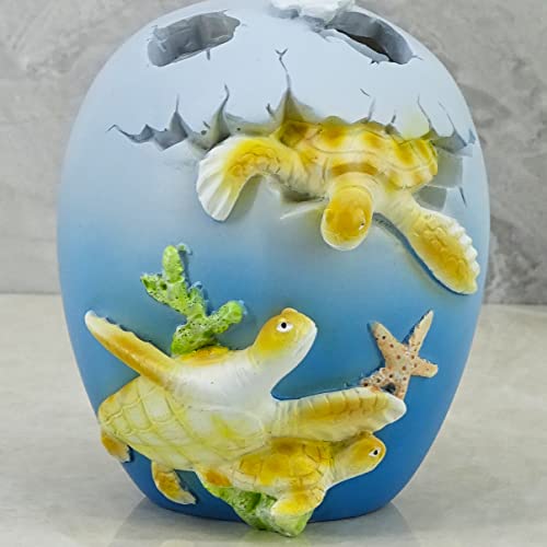 Yhhresinking Resin Sea Turtle Mother And Baby Toothbrush Holder, Beach, Bathroom Accessory,Ocean Theme Sea Turtle Family Bathroom Decor,Coastal Decor (Ocean Blue) #TOP5