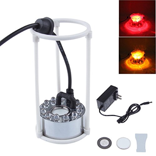 Soondar 12 Led Colorful Lights Mist Maker Fogger Replacement Mister, Water Fountain Pond Mist Diffuser + Power Adapter(110V-240V) + Replace Atomizing Slices #TOP4
