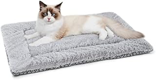 vsshe Cat Bed, 60X45cm Ultra Soft Pet Bed, 2 in 1 Two Sided Cool and Warm Crate Mat Pet Dog Mat, Comfortable Faux Fur Washable Pet Bed Cushion, Suitable for Cats and Small and Medium-Sized Dogs