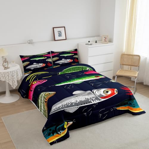 Image of Feelyou Fishing Lure Bedding Set King Size for Children Teen Kids