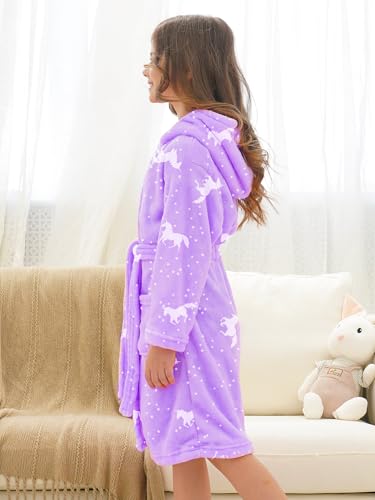 Image of Doctor Unicorn Soft Hooded Rainbow Bathrobe Sleepwear for Girls