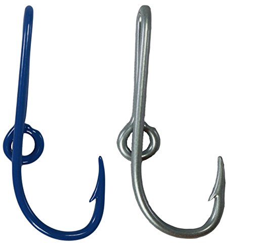 BT Outdoors Custom Colored Eagle Claw Hat Fish Hooks for Cap -Set of Two Hat pins- One Blue and One Silver Hat Hook Money/Tie Clasp