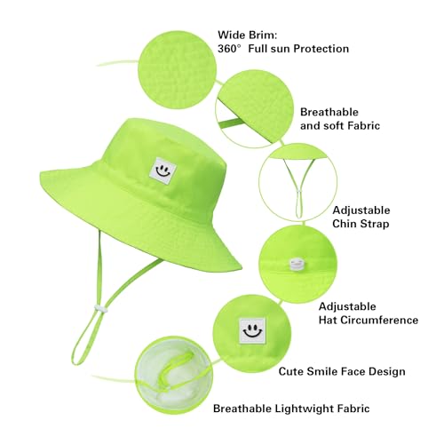 Image of MaxNova Baby Sun Hat Smile Face UPF 50+ Toddler Bucket Hat for Boys Girls 0-7 Years