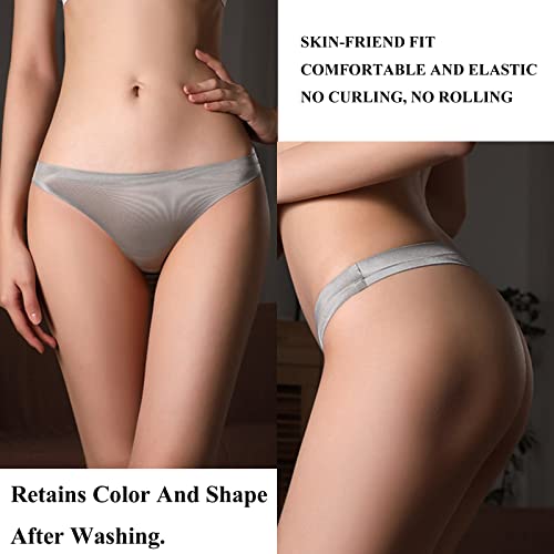 Bolivelan Women Seamless Thongs Ice Silk G-String Tangas Bikini Underwear (Multicolor, Us 6) #TOP3