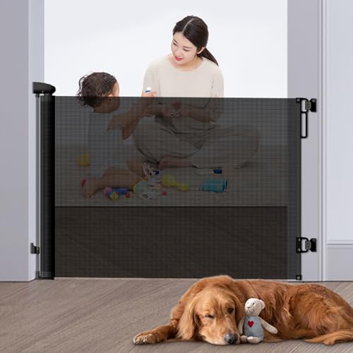 Barrière escamotable bébé 135 cm de large enroulable grise S&D - 4