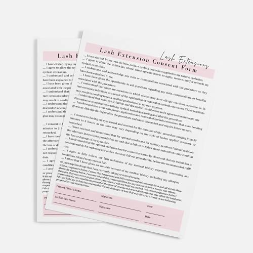 Boutique Marketing Lash Extension Consent Form, Intake Form, Aftercare Form | 75 Pack | 8.5X11' Inch Paper Size Form | 25 Consent Forms, 25 Client Intake Forms, 25 Aftercare Forms #TOP5