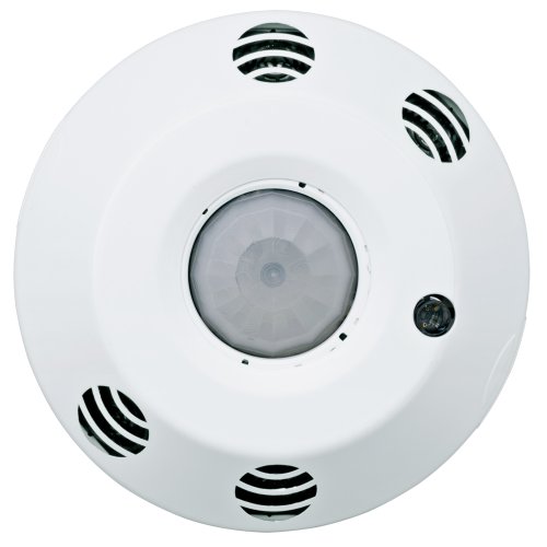 Leviton O2C10-MDW ODC Series 1000 Sq. Ft. Multi-Technology Ceiling-Mount Line Voltage Dual Relay Occupancy Sensor with Intergrated Photocell