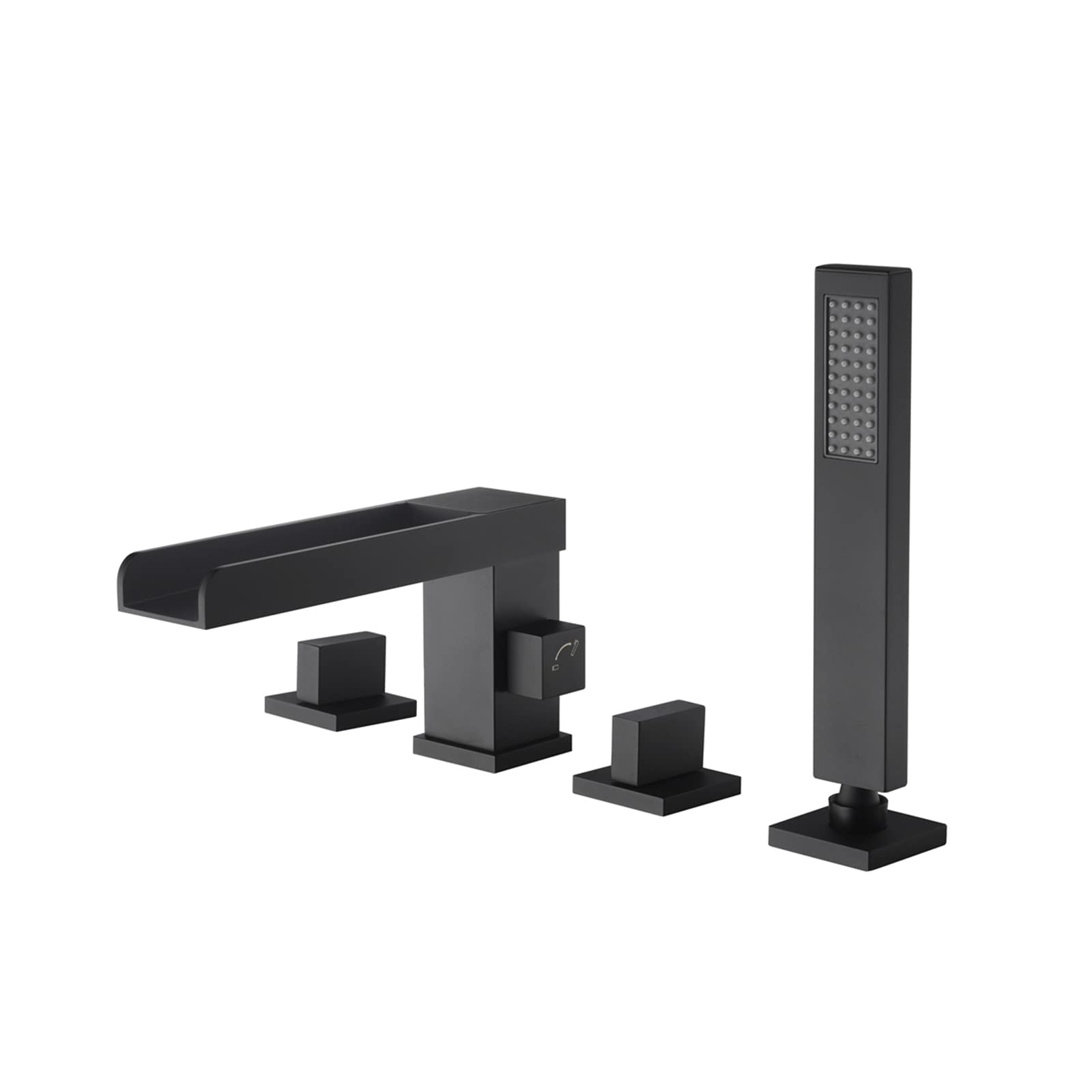 Bateria wannowo-prysznicowa z 4 otworami Bateria wannowo-prysznicowa z prysznicem ręcznym Bateria mieszająca typu wodospad Bateria wannowa Zestaw prysznicowy Bateria wann(Black-four holes)