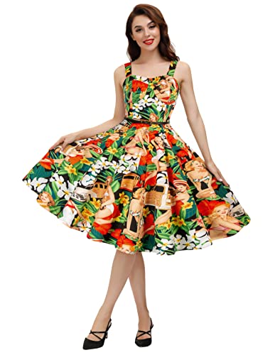 Women Sleeveless Vintage 1950S Retro Rockabilly Prom Tea Dresses With Belt M #TOP3