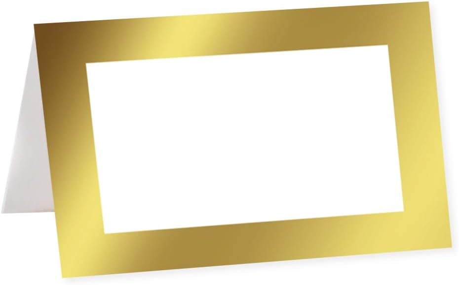 Andaz Press Table Tent Printable Place Cards, Metallic Gold 20-Pack,Seat Placement Cards Blank Place Cards for Table Settings Name Cards for Baby Shower, School Graduation Food Cards