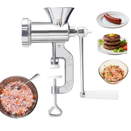 Meat Grinders Manual Mincer - Manual Meat Grinder For Home Use, Sausage Maker Table Mount Pork Mincer Sausage Stuffer Funnel Mak