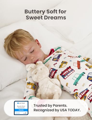 Image of PATPAT Bamboo Viscose Pajama Sets for Toddler Boys & Girls Baby Kids, Ultra-soft Snug fit Pjs Sleepers for Birthday Holiday