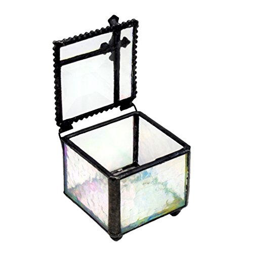J Devlin Glass Rosary Case - Elegant Religious Keepsake Box for First Communion and Confirmation - Box 349
