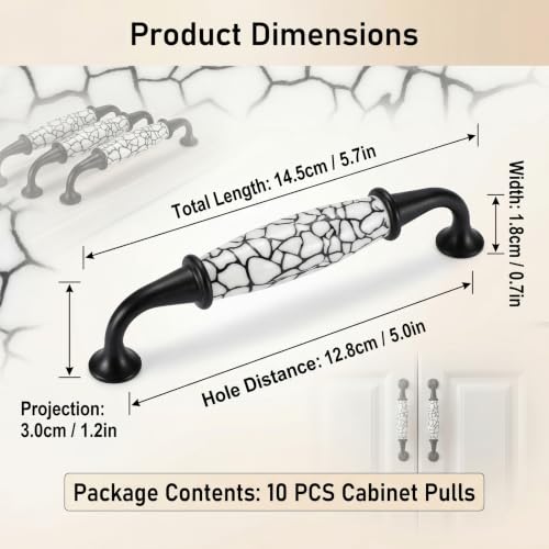 Tiradores de cajones de cerámica decorativos para gabinetes y muebles de cocina 5