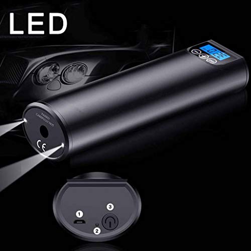 Baoblaze Inflador portátil do pneu do compressor, bomba de carregamento do pneu de 2000mah usb com d