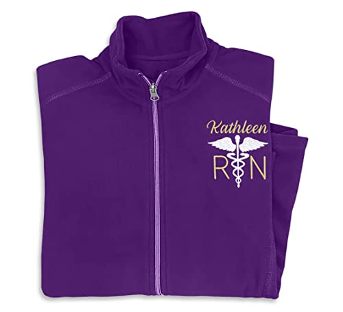 Women's Custom RN Fleece Nurse Jacket - Personalized Embroidered, Lightweight Medical Jacket