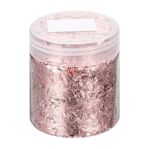 UXCell Gold Foil Flakes for Resin, 3g Metallic Leaf, Imitation Gold for Nail Art, Resin Art, Crafts, Painting, Candle & Jewelry Making, Light Pink