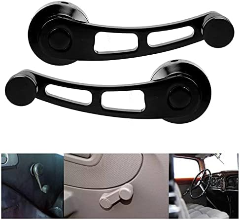 Car Window Riser Handle, 2PCS Classic Hollow Alloy Window Winder Crank for Classic Cars, Black, Universal Fit, Easy Installation